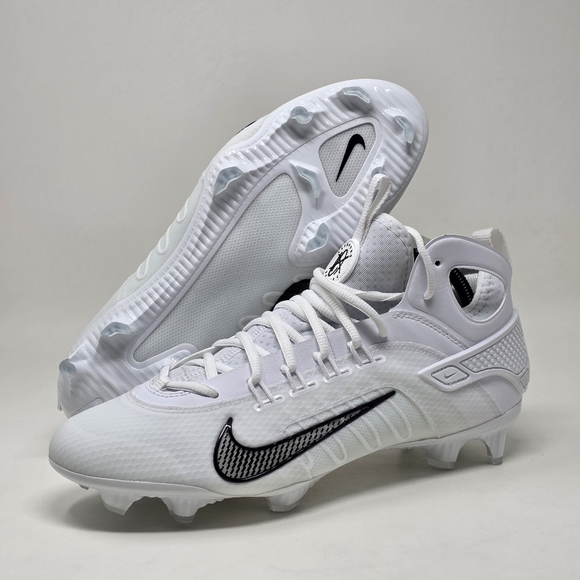 Nike Men’s Sz 9 Huarache 9 Elite LAX Lacrosse Cleats White/Black FD0088-101 New - Picture 1 of 10